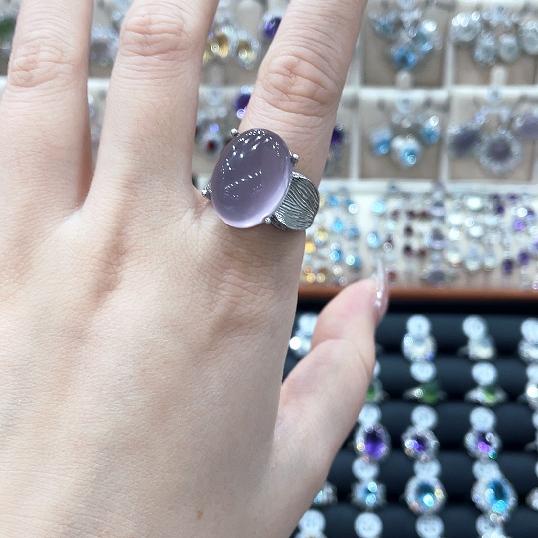 足***矣萤石银S925镶嵌戒指