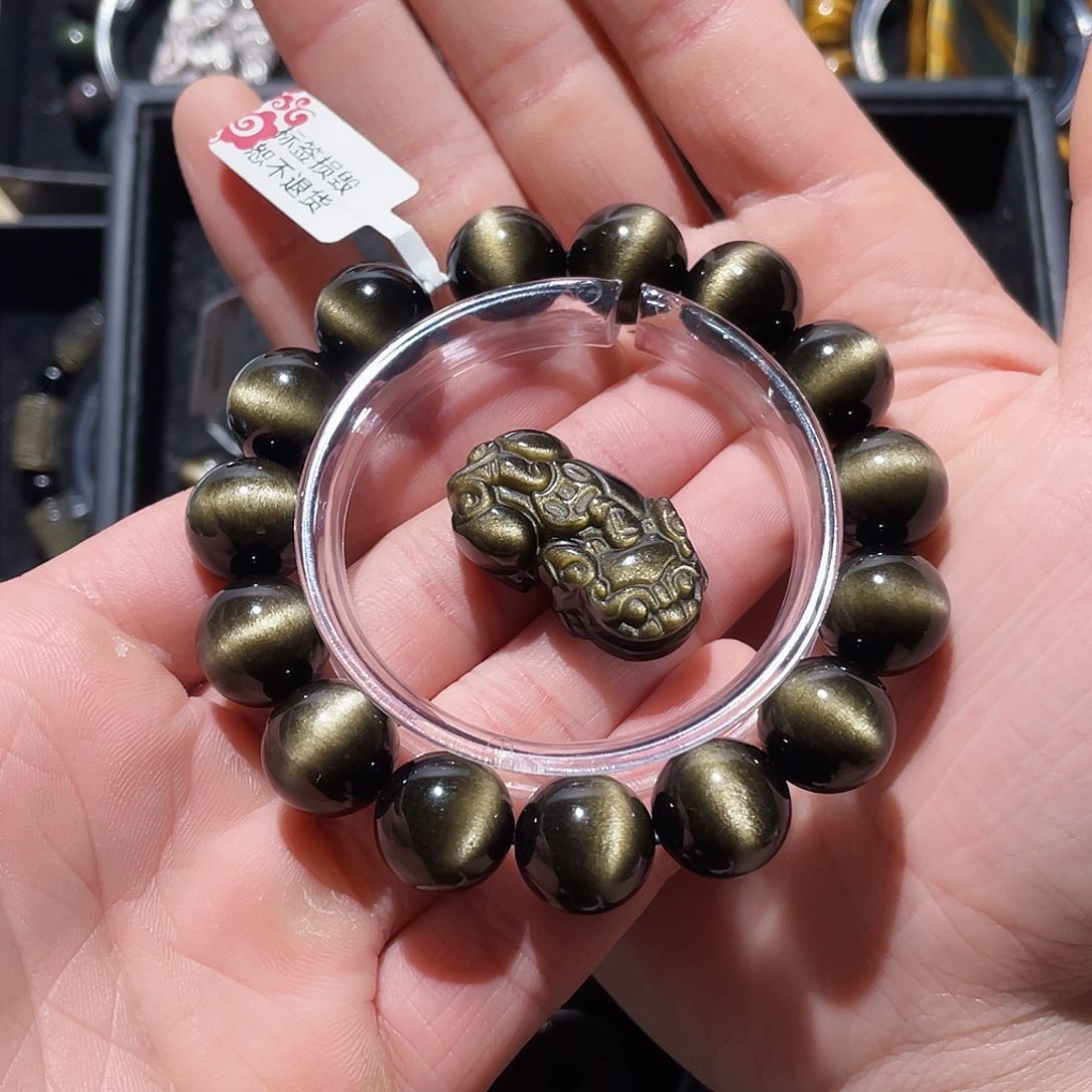 黑曜岩手串未镶嵌