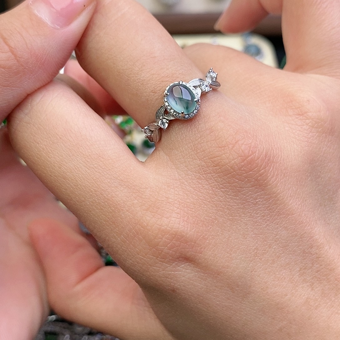 翡翠银S925镶嵌戒指