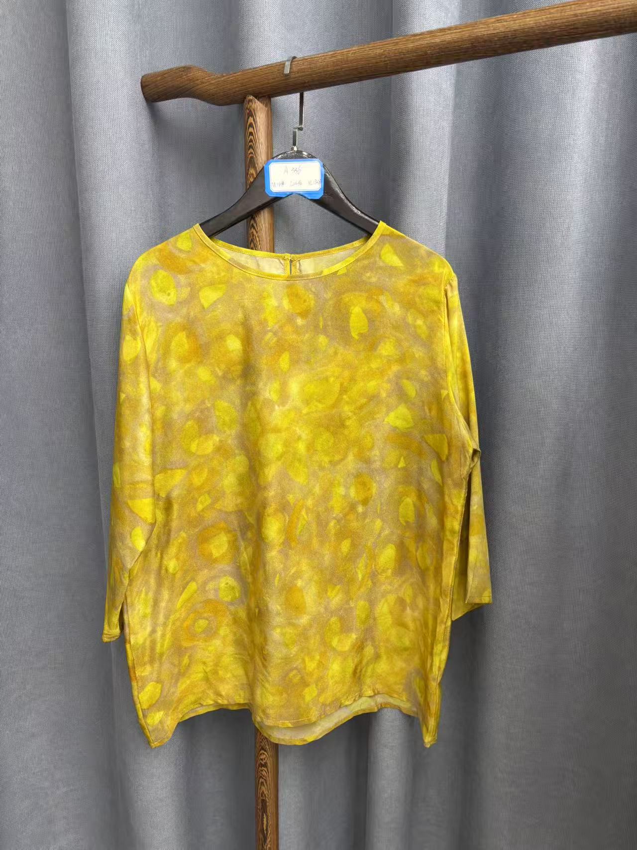 2025夏季新款休闲时尚圆领桑蚕丝双绉上衣女A336