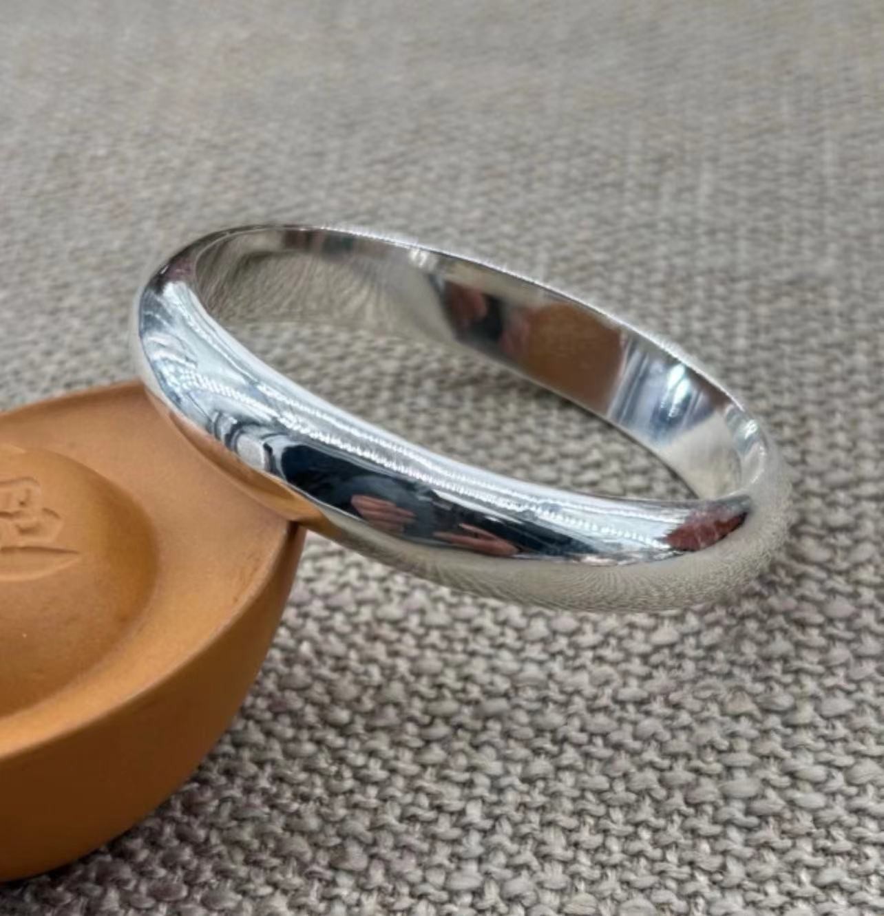 银制品 12号 亮面心经足银手镯    