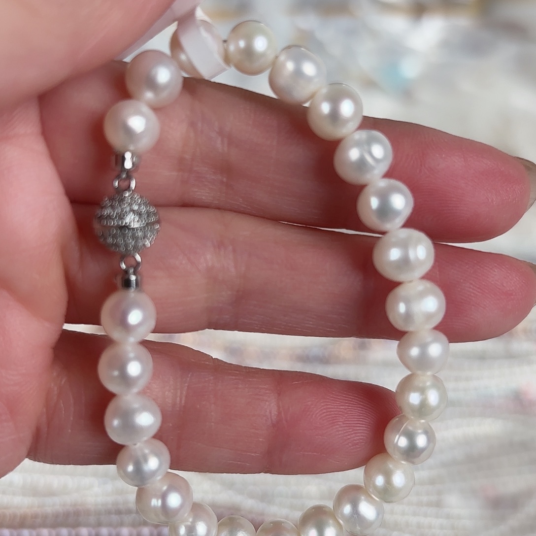 银S925镶嵌淡水珍珠手绳