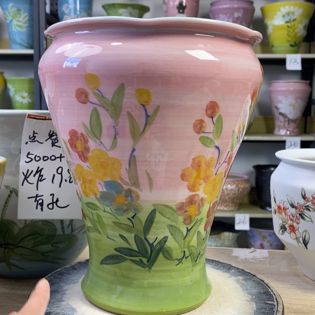 景德镇手工手绘陶瓷花盆