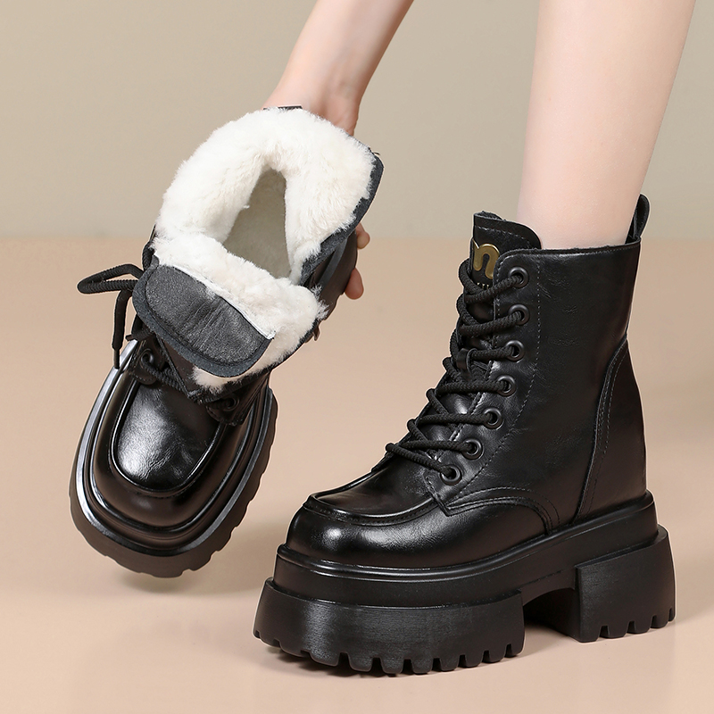 2025新款内增高12厘米小个子秋冬季东北抗寒保暖加厚皮毛一体短靴