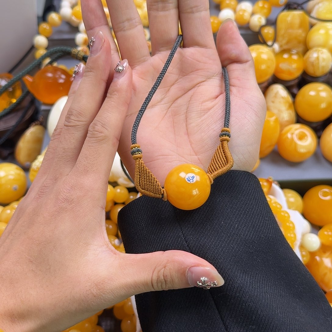 蜜蜡珠宝奇石未镶嵌锁骨26mm