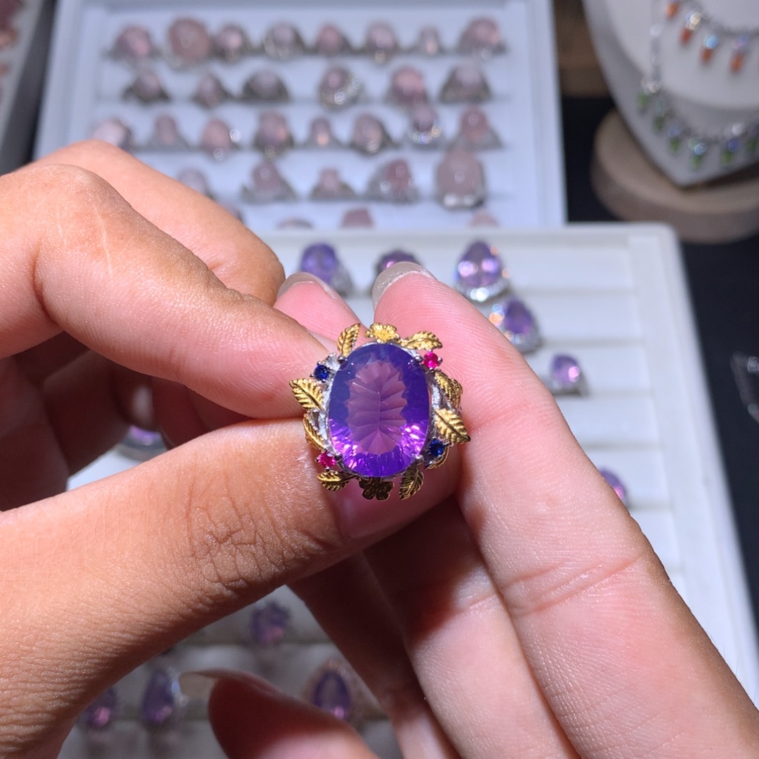 紫晶戒指银S925镶嵌?***ゝ戒指