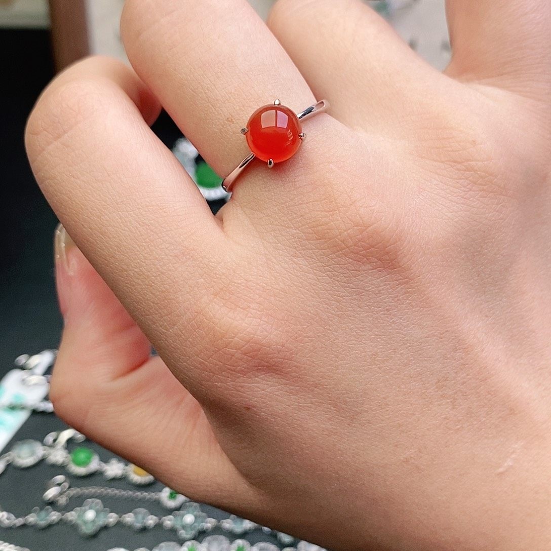 玛瑙/玉髓银S925镶嵌戒指