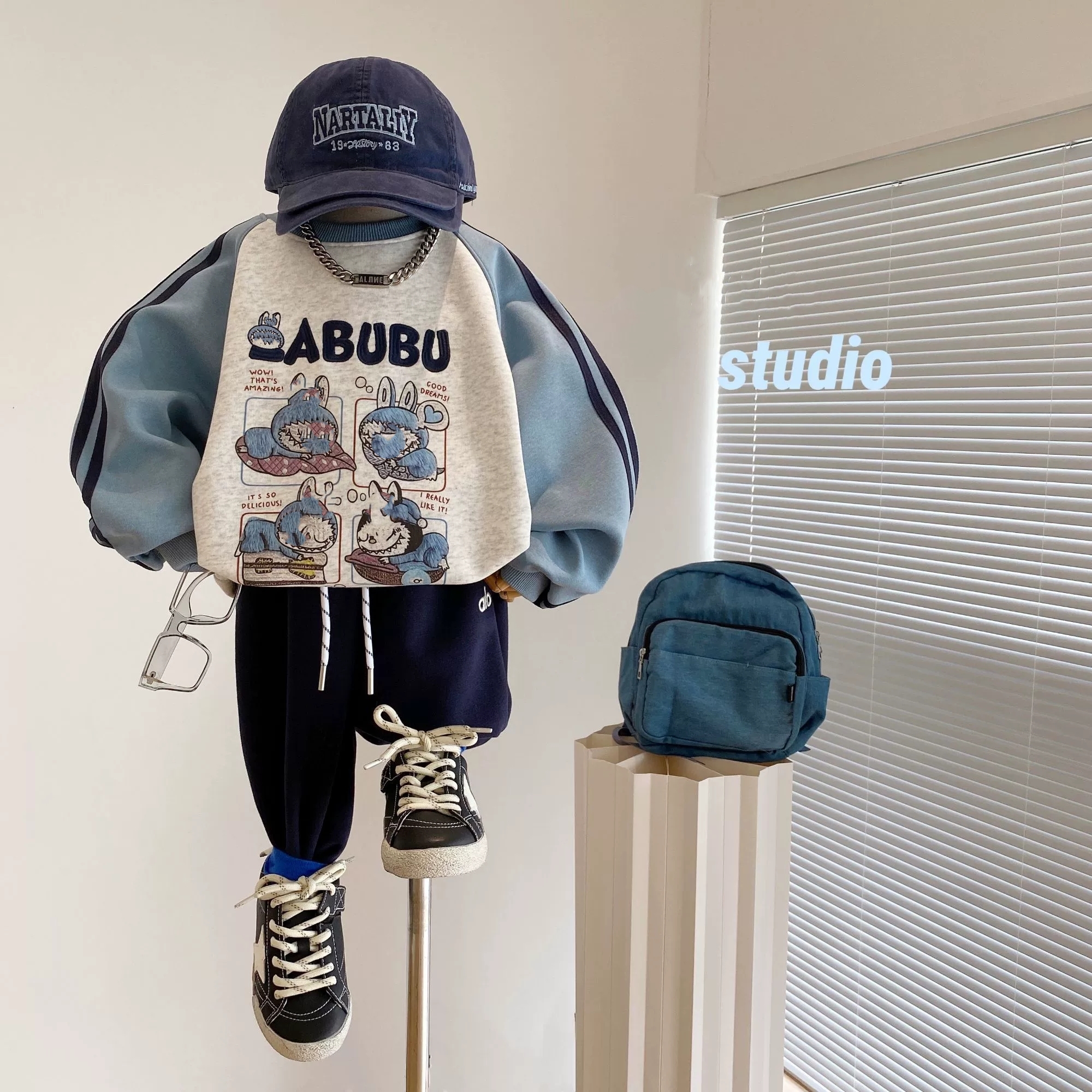 韩国童装上衣2025秋冬款拼色卡通韩版可爱T恤宽松潮男女童卫衣