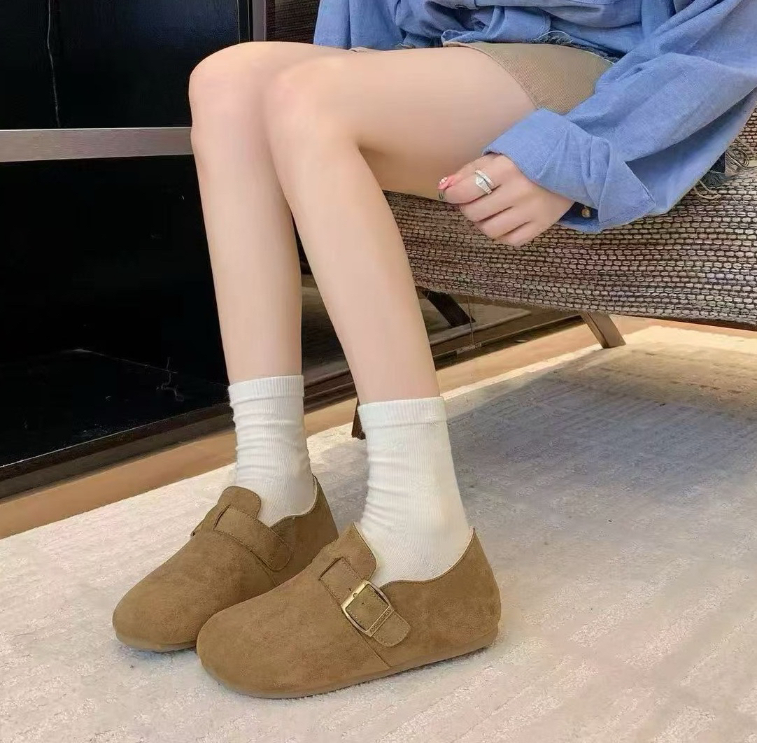 12-1复古勃肯鞋秋冬2501新款一脚蹬拖鞋软底防滑全包博肯单鞋C1