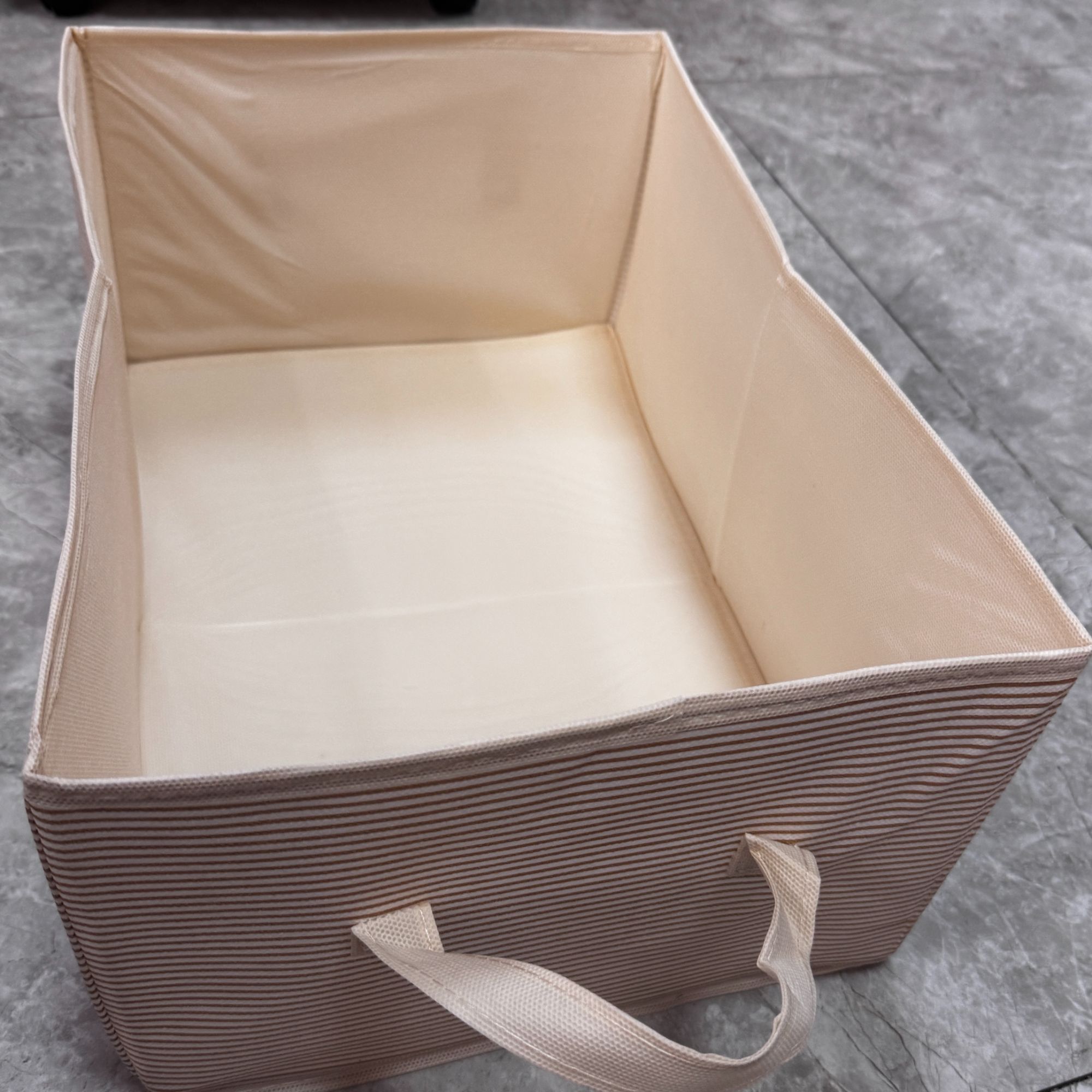 (到手4个)精品布条纹艺收纳筐可折叠28*40cm
