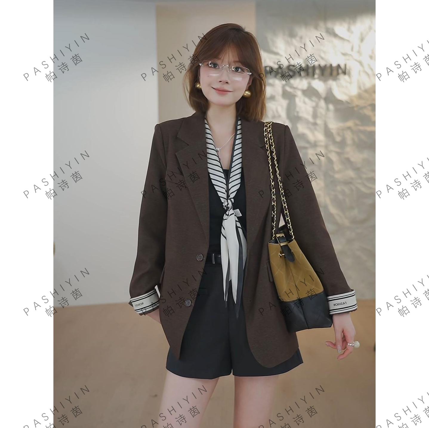 PASHIYIN/帕诗茵2025秋季时尚气质小个子宽松西服外套女#25609