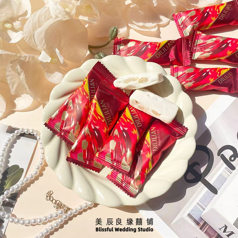 DILILIAN迪利莲玫瑰红提味红枣味牛轧糖结婚庆喜糖散装伴手礼零食
