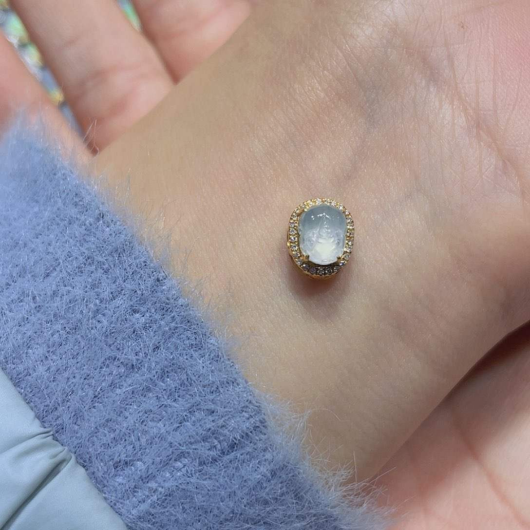 翡翠吊坠(不含链)18K金镶嵌O*