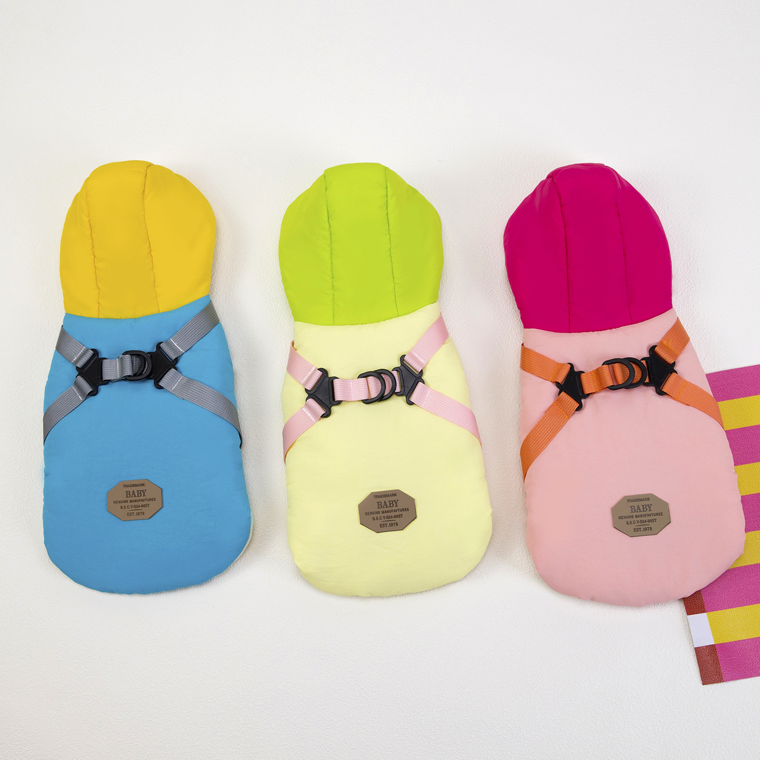 猫猫狗狗冬季糖果色胸背带彩虹棉衣泰迪博美中小型加厚保暖棉背心