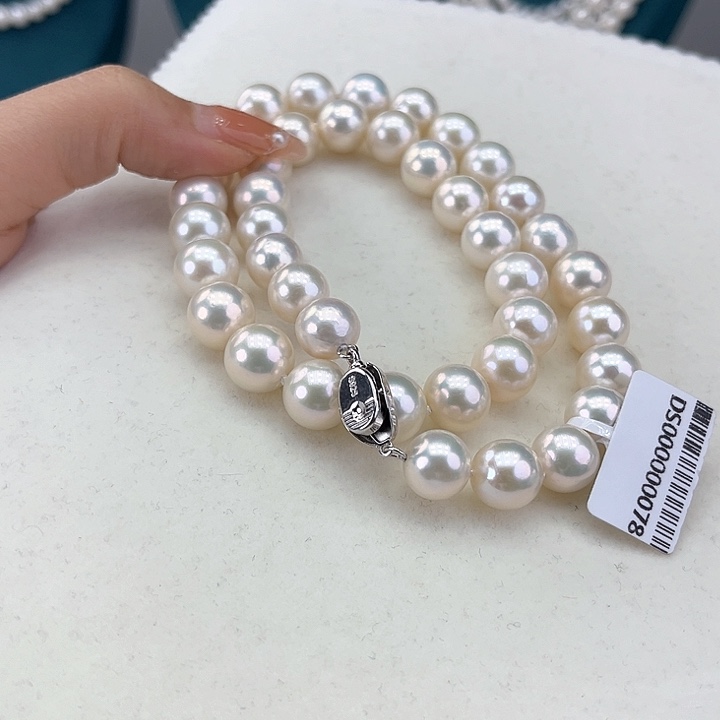 淡水珍珠颈饰银S925镶嵌10-11➕极光金属澳绿光高品