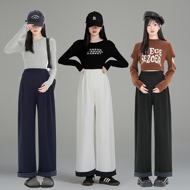 孕妇裤子2025秋冬季时尚复古宽松直筒休闲阔腿裤潮流设计感显瘦裤
