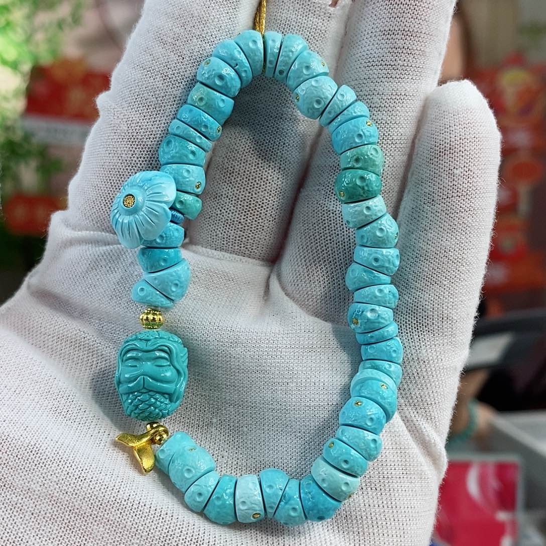 绿松石珠宝奇石18K金镶嵌