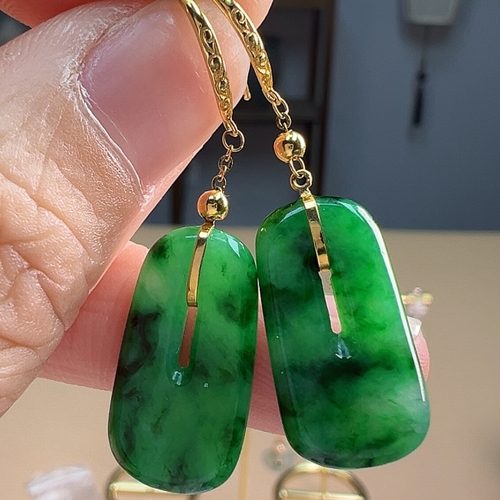 翡翠耳饰18K金镶嵌耳饰