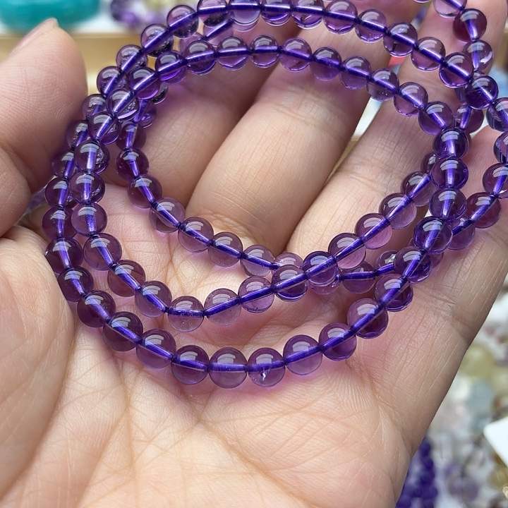 手链水晶未镶嵌天然紫水多圈手链