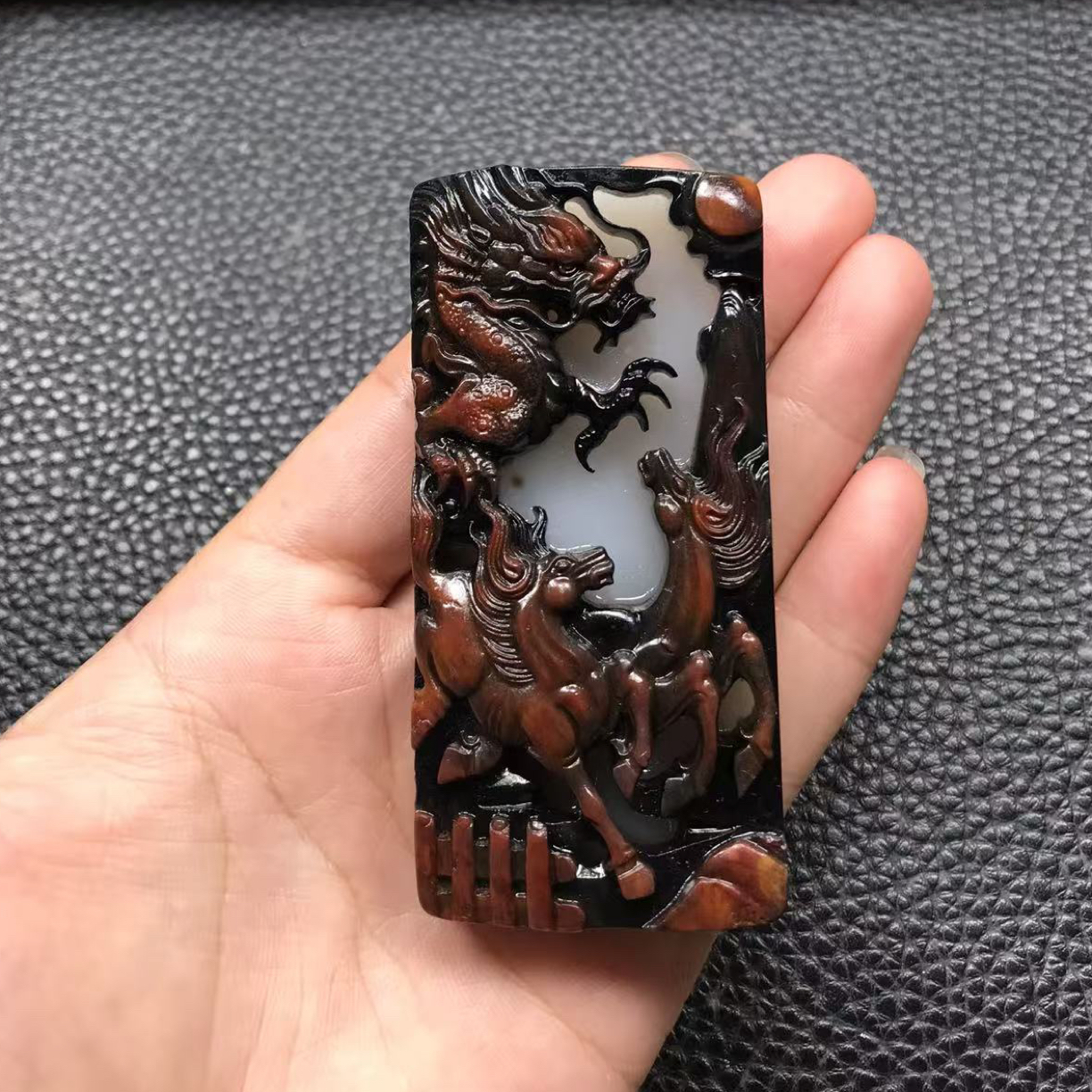 和田玉，马到功成，龙马精神，实物漂亮
