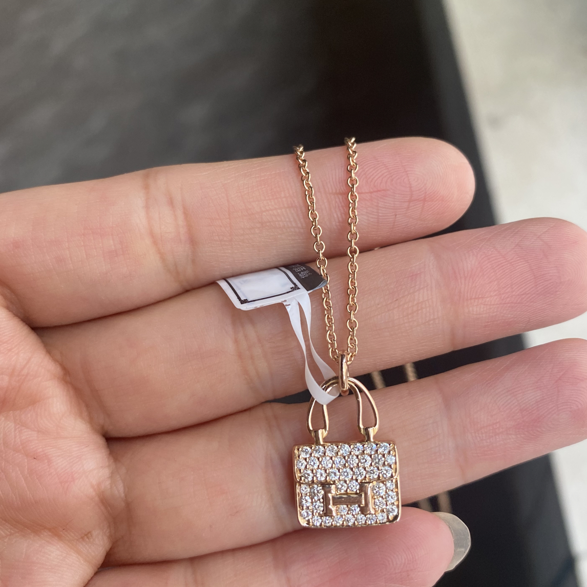 18k钻石康康包项链玫瑰金