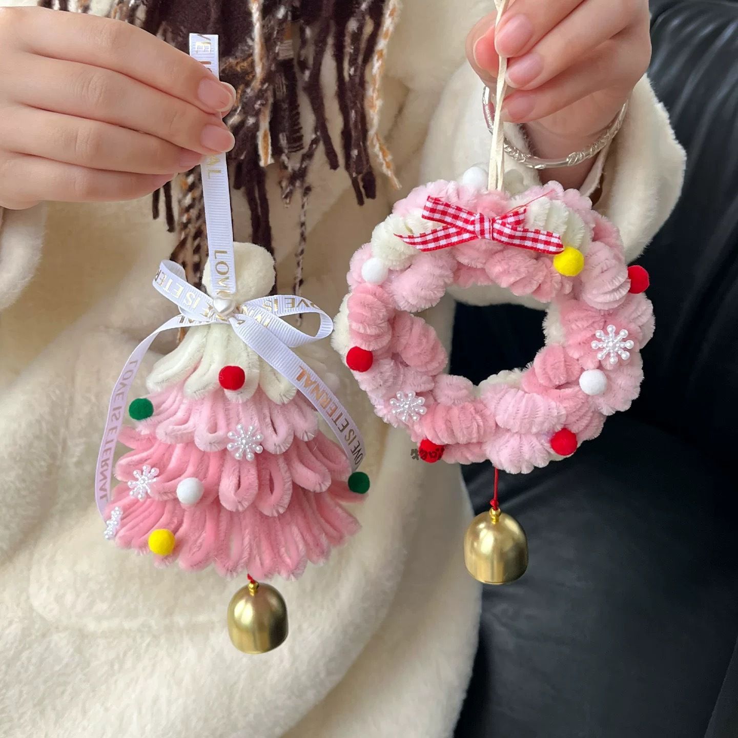 【送教程】圣诞树扭扭棒可爱挂件手工艺品雪花圣诞树节日装饰好物LW