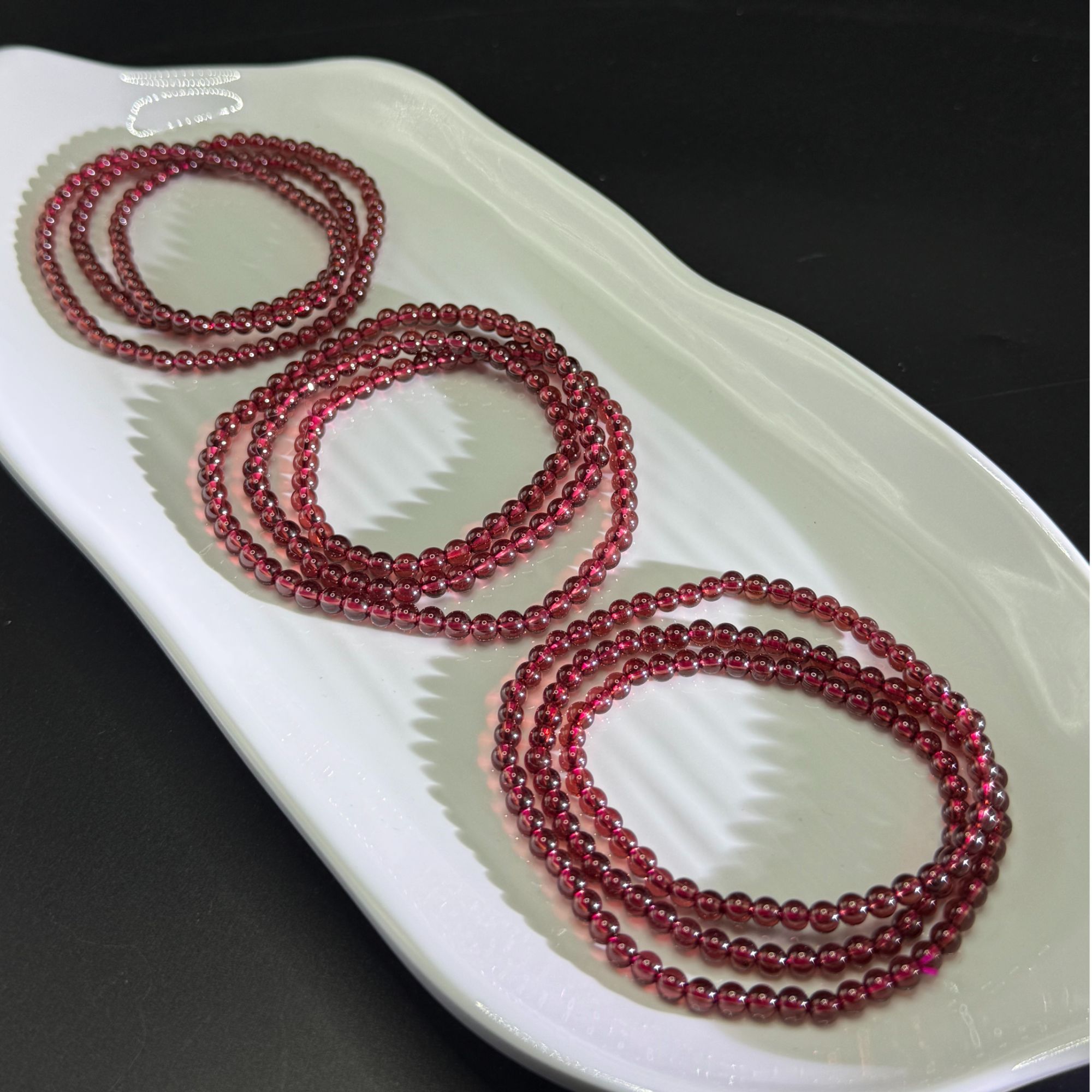 【父子珠宝】天然香槟色调紫牙乌石榴石三圈手链 K236 多样性发其一