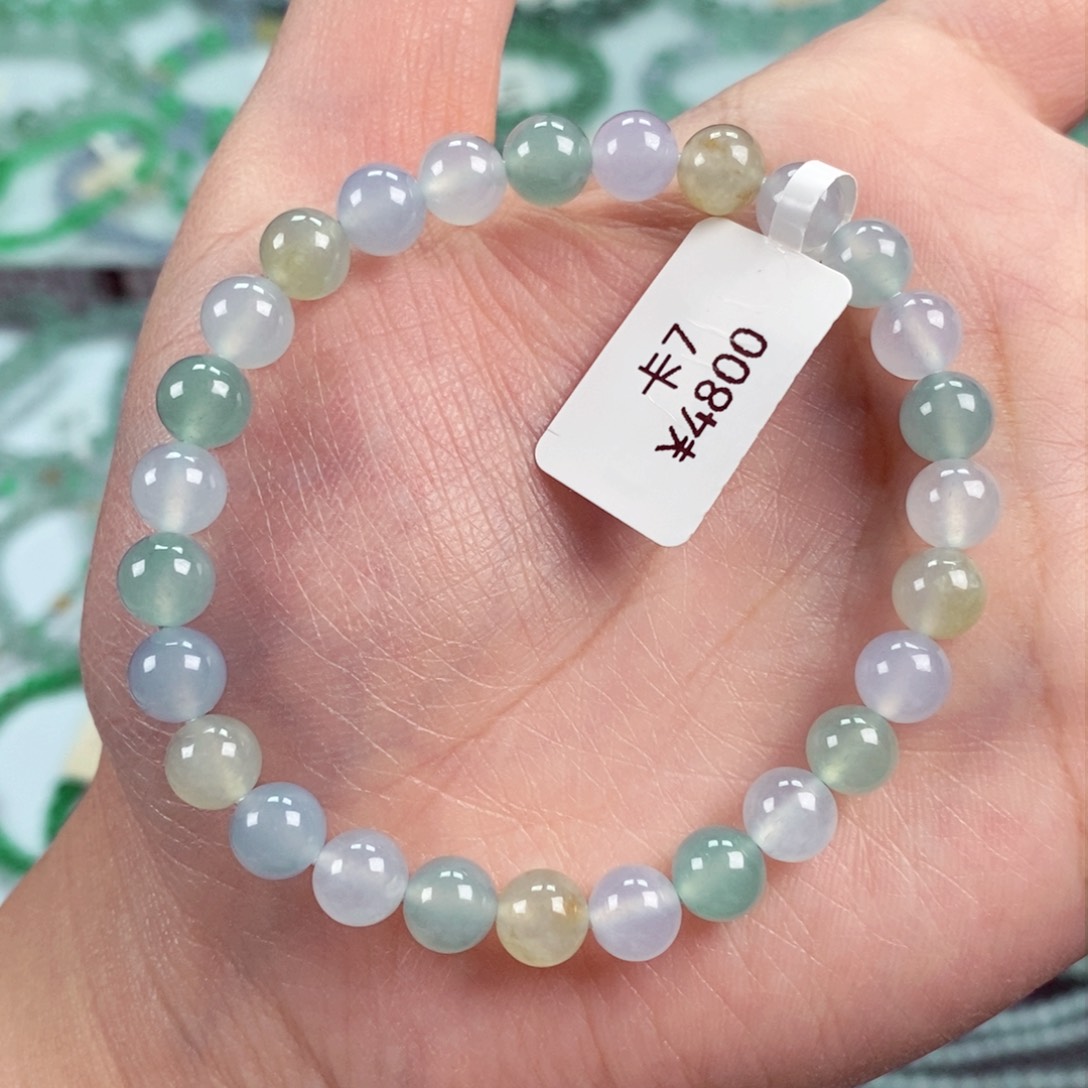 未镶嵌手链翡翠卡7冰种多宝马卡龙手串