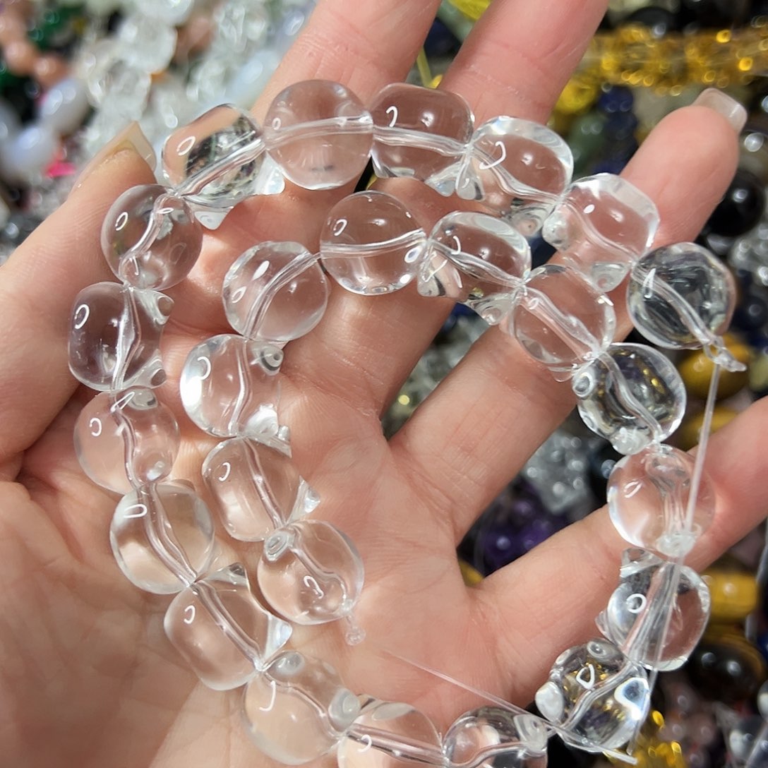 玛瑙/玉髓未镶嵌珠宝半成品，压电白水晶猫头25颗