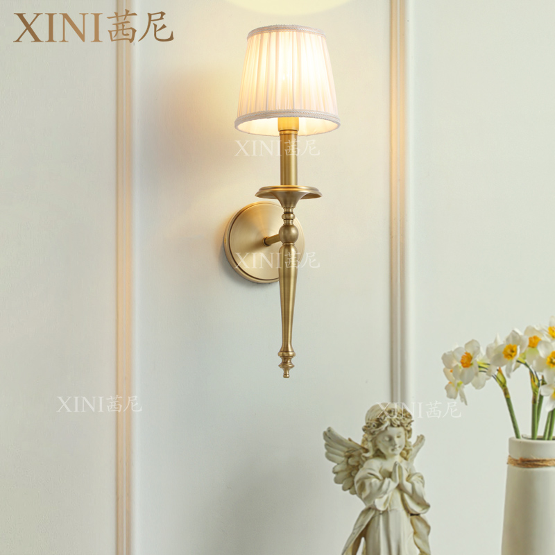 新品法式全铜简约创意客厅电视墙壁灯别墅复式楼大气壁灯玄关壁灯