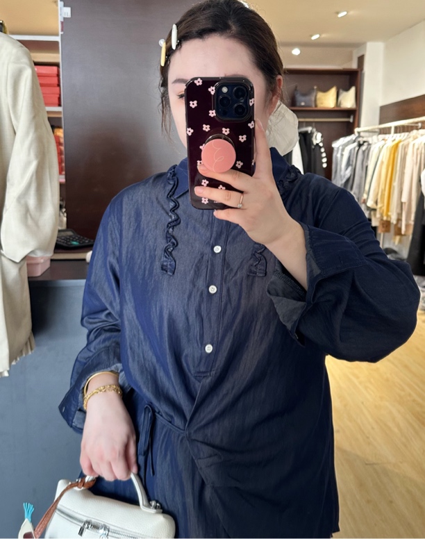 大码女装天丝收腰时尚百搭休闲女士冬季个性衬衫