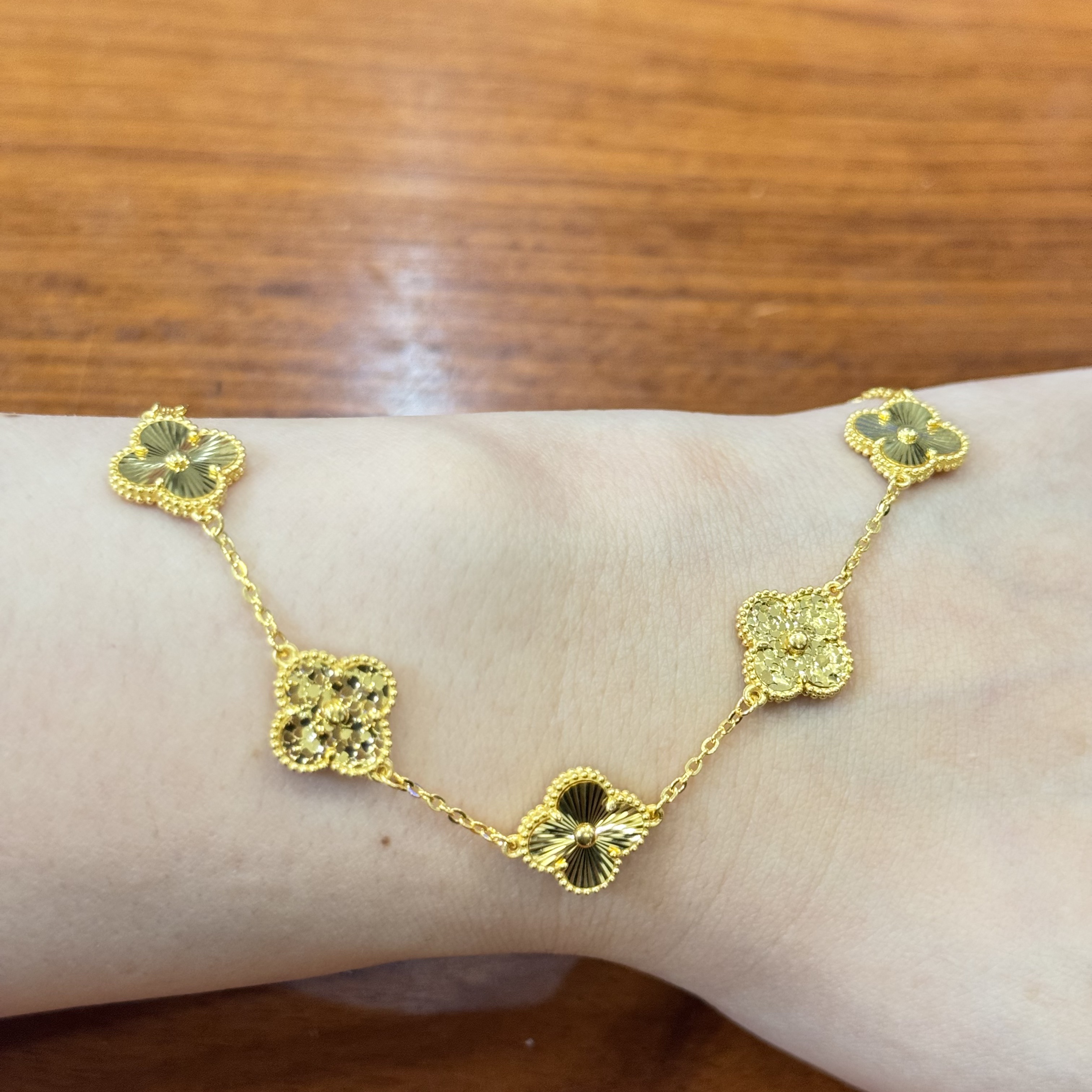 新年-Q/J【卡12碎冰镭射五花手链】足金999精品手链