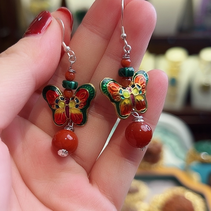 玛瑙/玉髓耳钉未镶嵌耳环