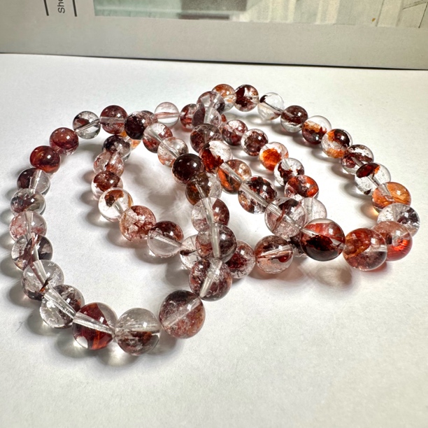 【小宝晶选】天然红黄胶花单圈手链 多样性发一件 约9mm 2564BB