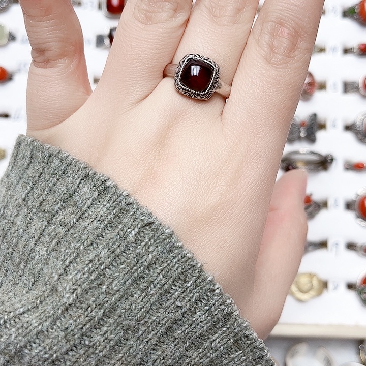 血珀银S925镶嵌戒指