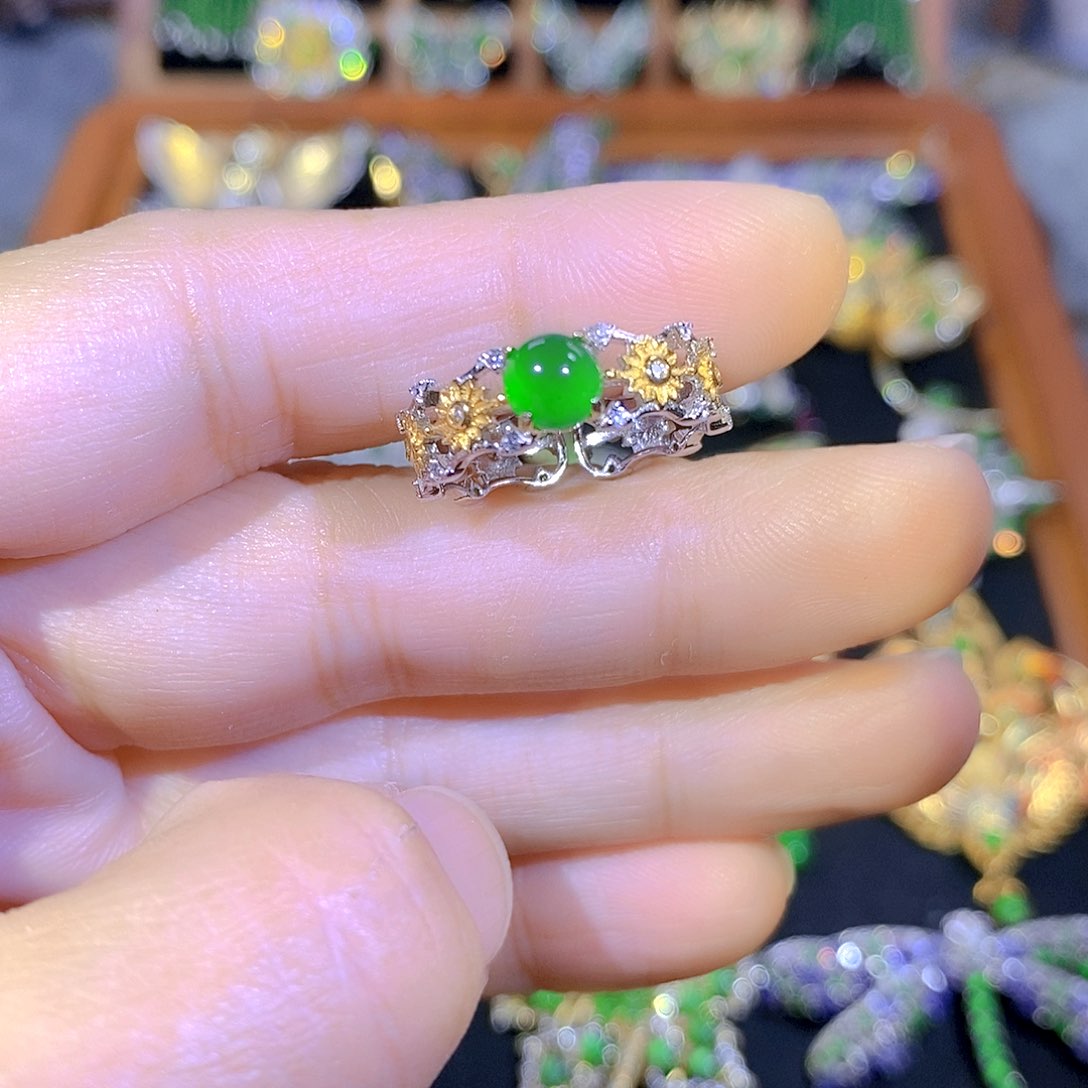 吊坠(不含链)银S925镶嵌翡翠