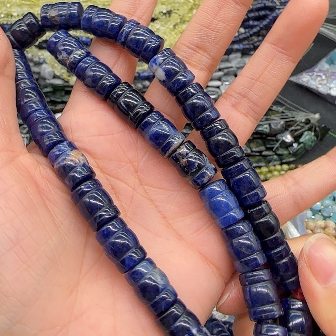 玛瑙/玉髓合金珠宝半成品蓝纹石10-14mm一条