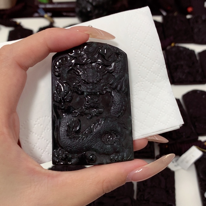 翡翠未镶嵌挂件天然a货钢琴黑挂件