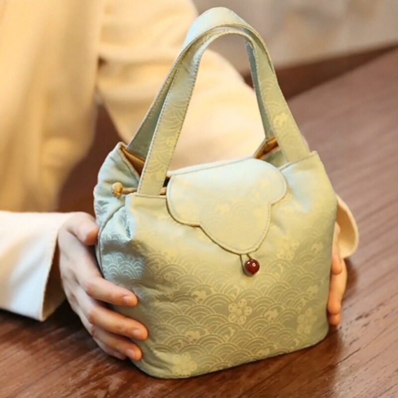 慢蓝茶事包茶具收纳包棉麻布袋加厚外出手提布包茶器便携旅行包