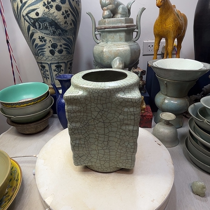 平***！摆件官窑琮式瓶瓷器摆件1