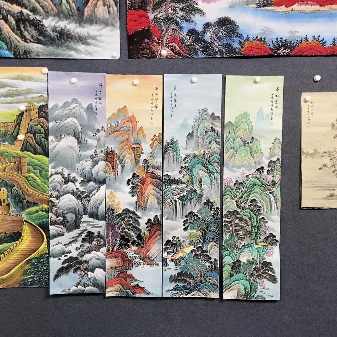 国画四条屏山水一副