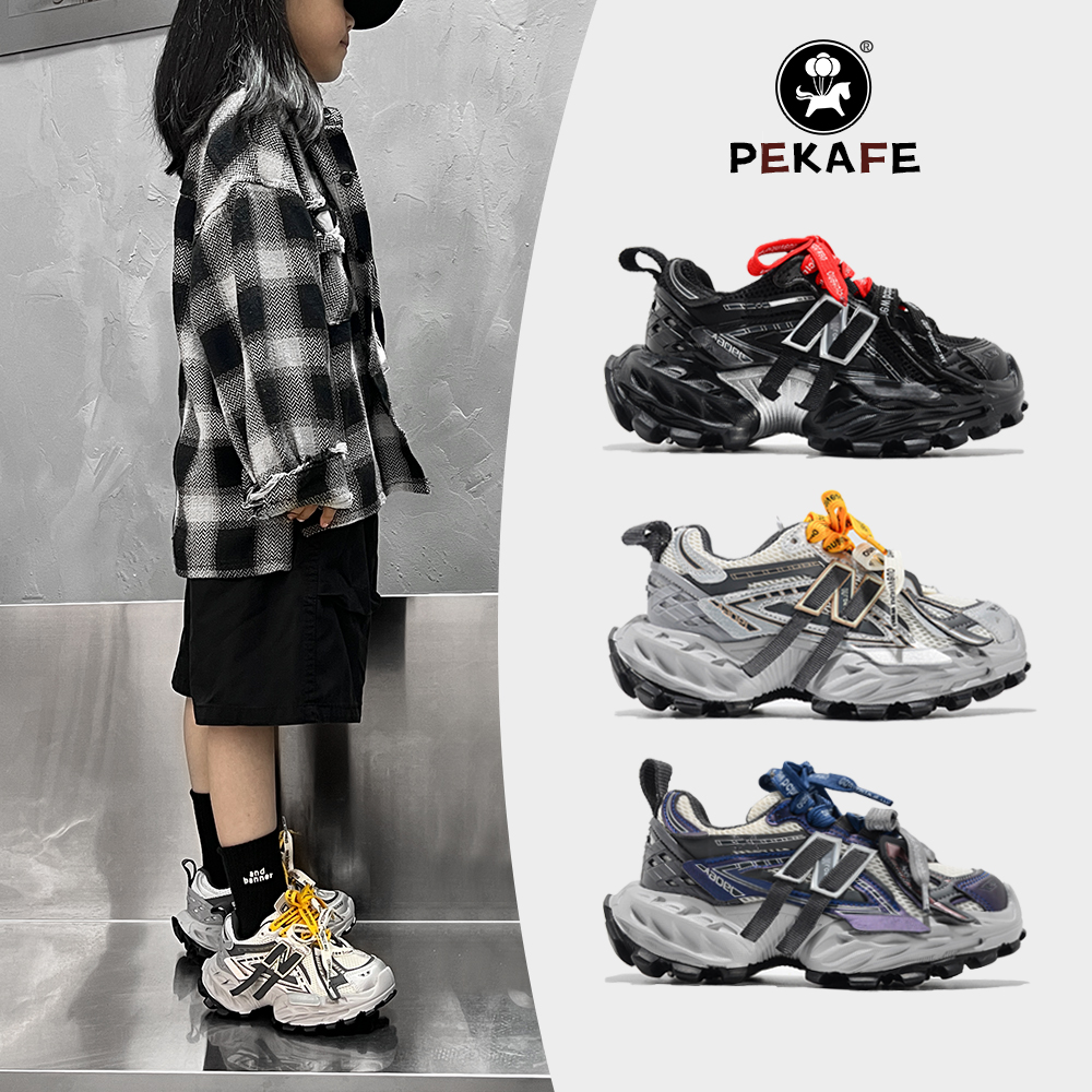 Pekafe韩版儿童炸街老爹鞋秋冬款网面皮面加棉运动鞋男童女童鞋子