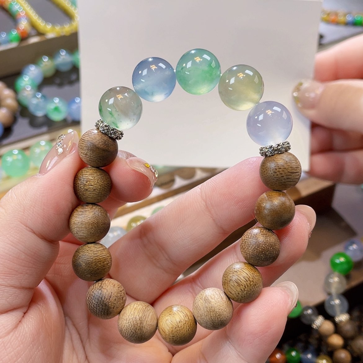 【闪购商品】未镶嵌手链翡翠高冰马卡龙