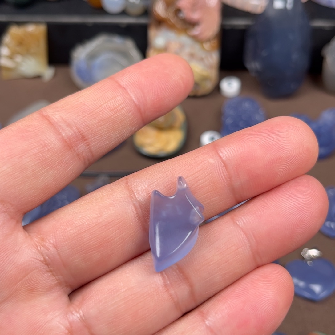玛瑙/玉髓未镶嵌项链蓝玛瑙随形