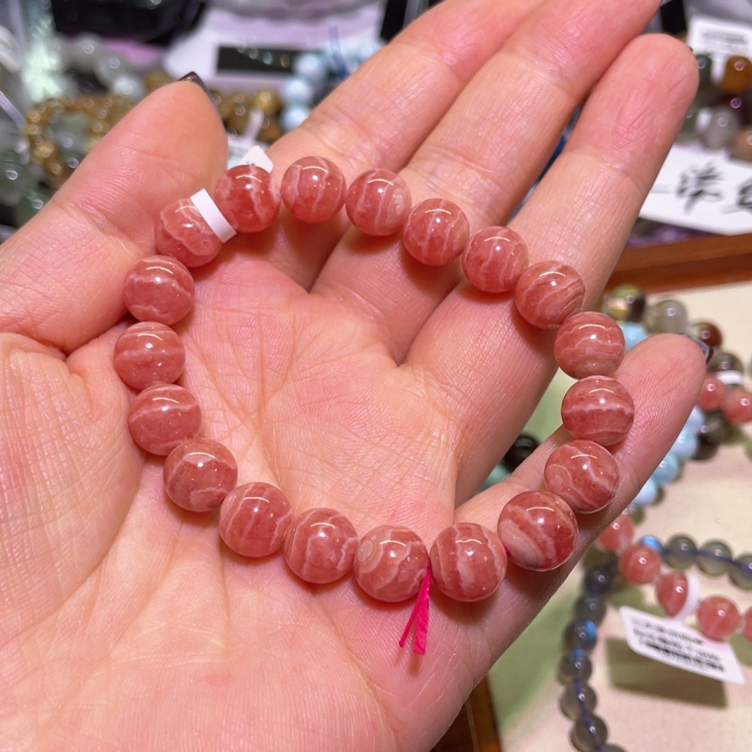 菱锰矿（红纹石）手链未镶嵌q*^10mm红纹石