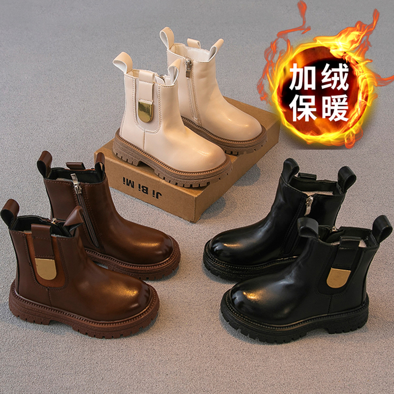 3-11岁女童短靴2025秋季儿童马丁靴中大童软底英伦风冬季加棉靴子