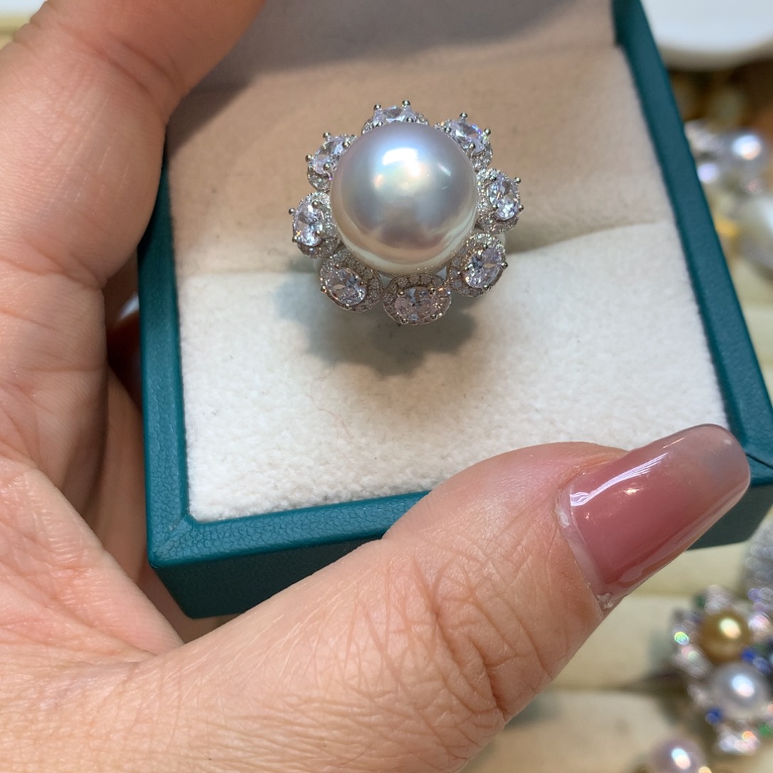 海水珍珠戒指银S925镶嵌