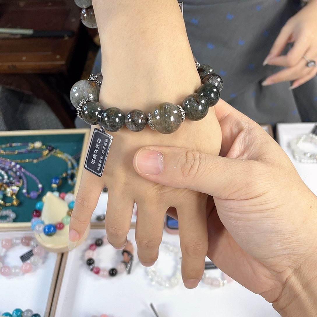 水晶手链银S925镀金镶嵌