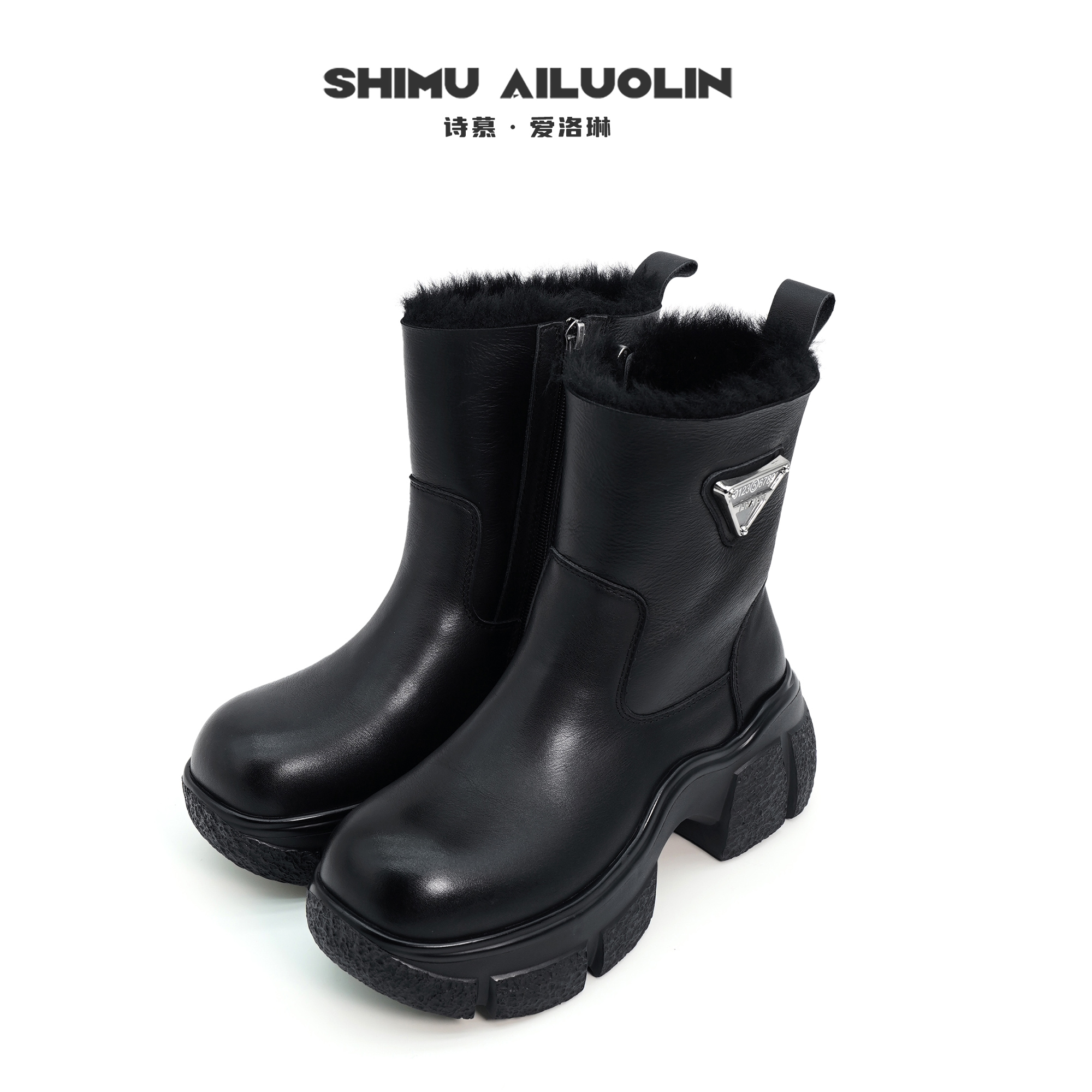 诗慕·爱洛琳【冰汽时代】时尚软底增高爆款防水保暖加毛冬季短靴