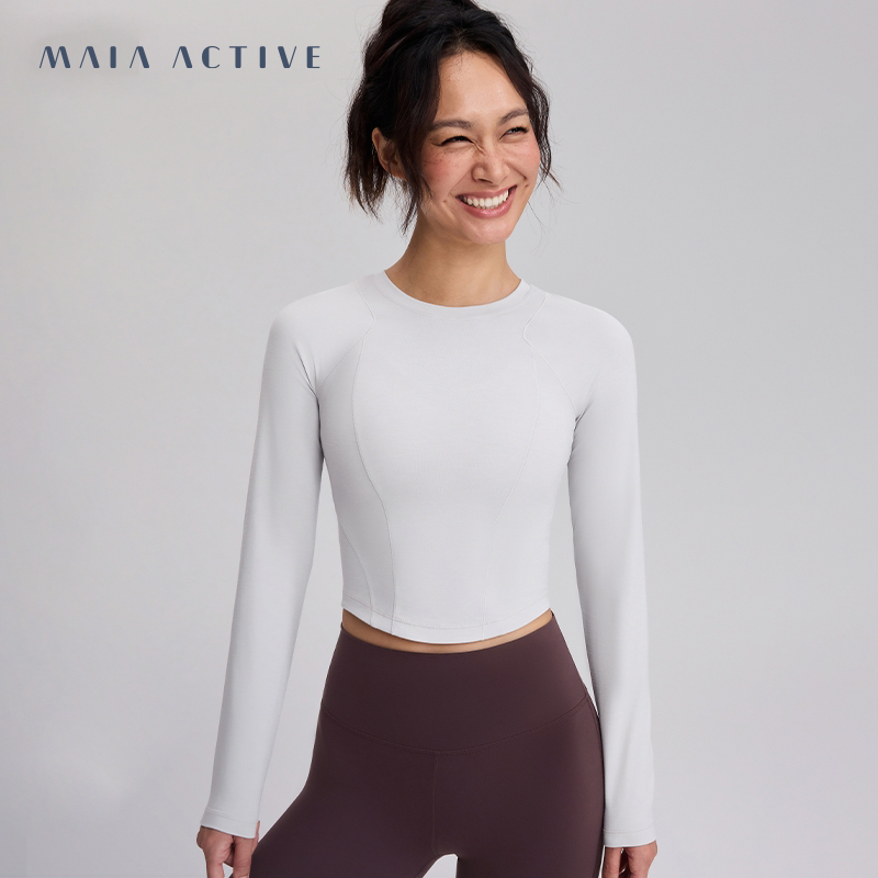 云感TEEwarm版健身修身流光风长袖T恤232TL044 MAIA